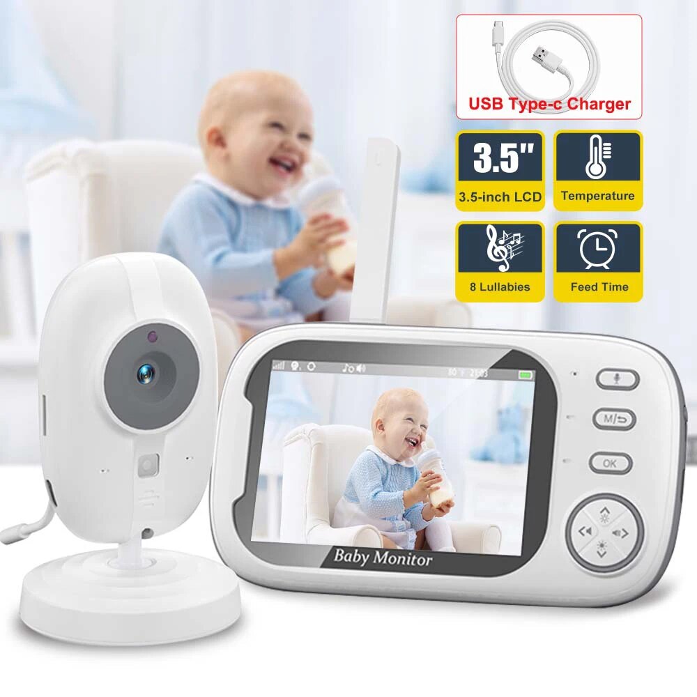 Audio Detect Music - 3.5'' Video Baby Monitor 2.4G Mother