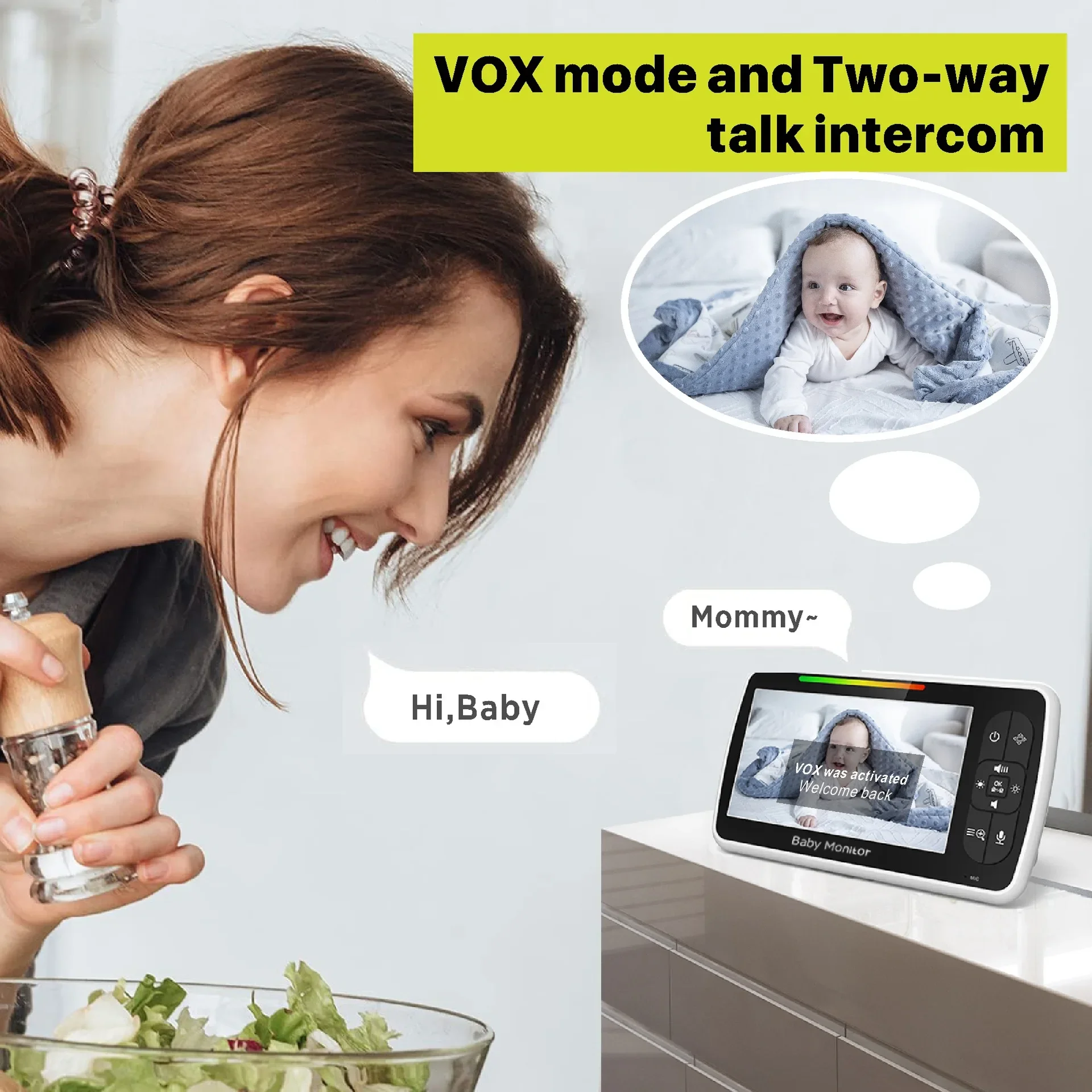 5.0 Inch Video Baby Monitor Wi - огляд і ціна Audio Hd Music