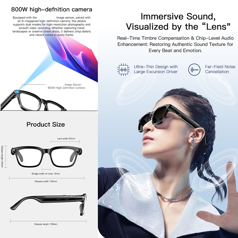 New AI Smart Glasses 800W HD C - огляд і ціна Audio Music To Video Ai