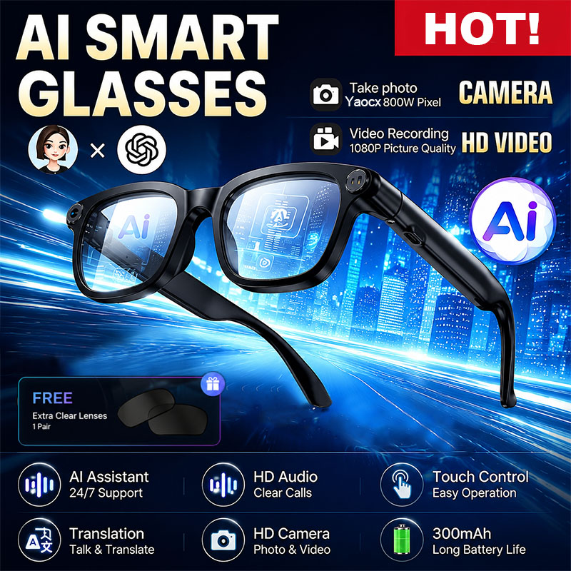 New AI Smart Glasses 800W HD C - огляд і ціна Audio Music To Video Ai