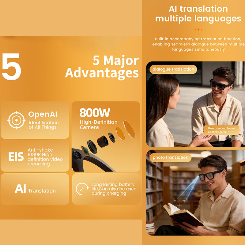 AI Smart Glasses 800W Camera A - огляд і ціна Audio Music To Video Ai